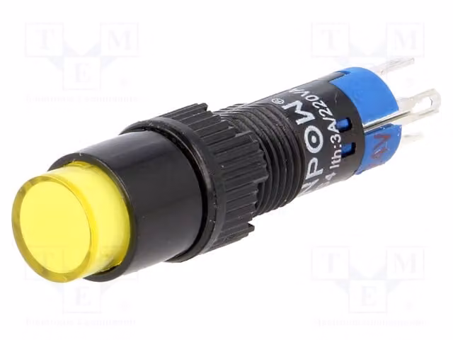 1 interruttore a pulsante, posizione: 2 ON-(ON), giallo, modello LAS4Y-11/24/Y, interruttore a stella, 1A/24VDC, 0,5A/250VAC