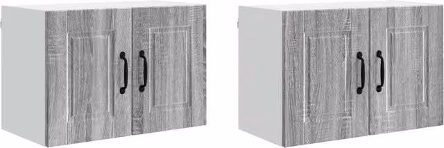 Set di 2 armadietti da cucina a parete moderni stoccaggio efficiente 60 x 31 x 40 cm in legno multistrato grigio sonoma 02_0054273