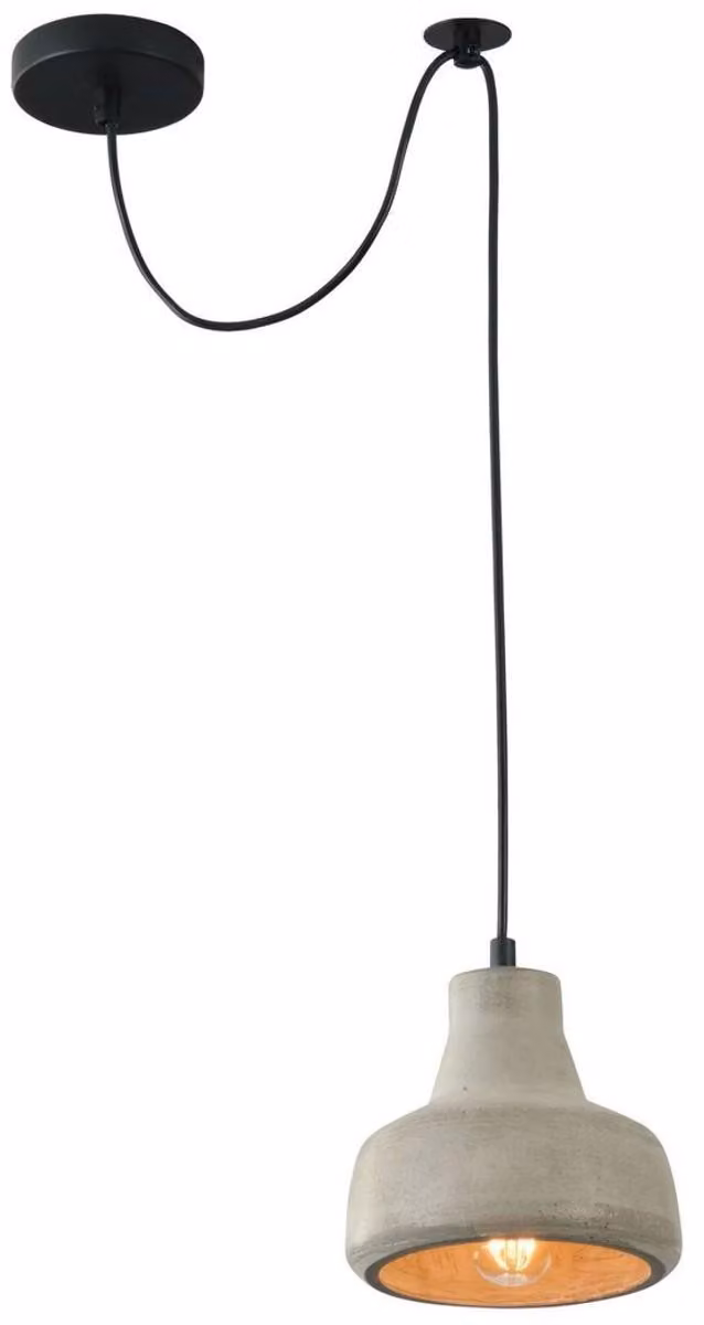 Lampada a sospensione Casa Padrino, design moderno, colore grigio, diametro 16,5 cm, altezza 15 cm, con paralume in cemento