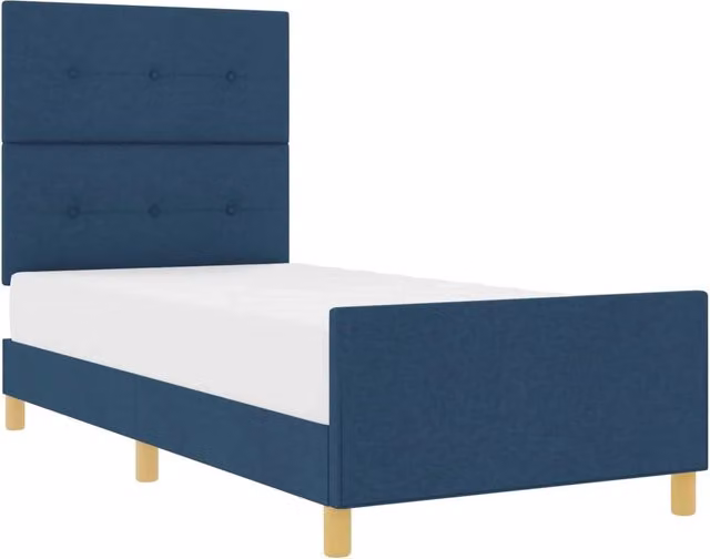 Letto singolo | Letto per adulti | Struttura del letto con testiera Blu 100 x 200 cm Tessuto