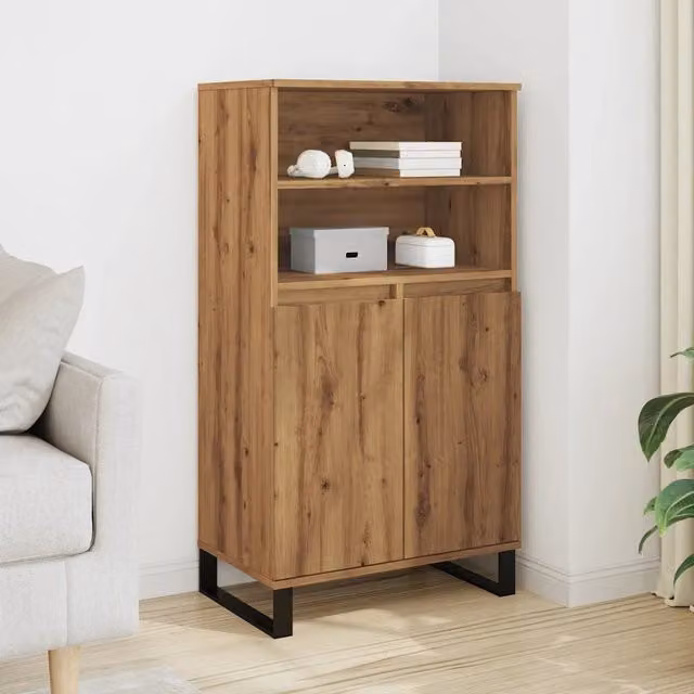 Credenza Buffet Design Mania in Legno e Metallo Marrone Stile Industrial L: 60 cm, P: 36 cm, H: 110 cm
