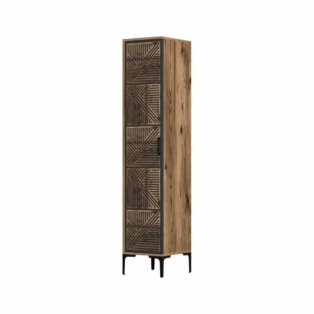 Armadio Multiuso DMORA Giusta con Anta e Ripiani Interni, Marrone e Antracite, L: 47.5 cm, P: 40.0 cm, H: 201.4 cm – 2