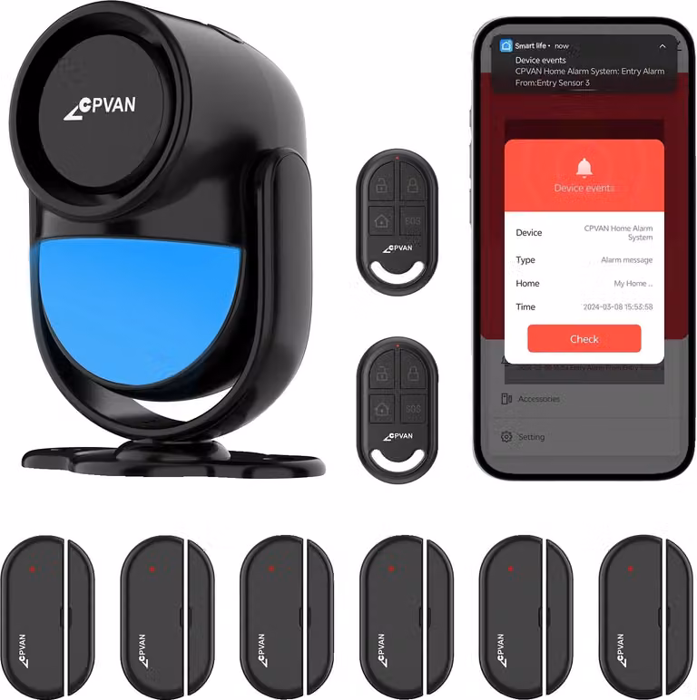 Allarme WiFi PIR con rilevatore di movimento, volume 125dB, connessione wireless, set 1