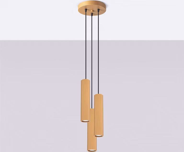 Elegante lampada a sospensione Amber Gold GU10 in alluminio a 3 luci