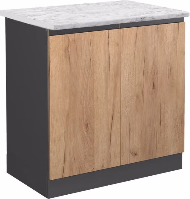Mobile lavello cucina R-Line Rovere dorato/Antracite 80 cm J-Shape Marmo AP Vicco