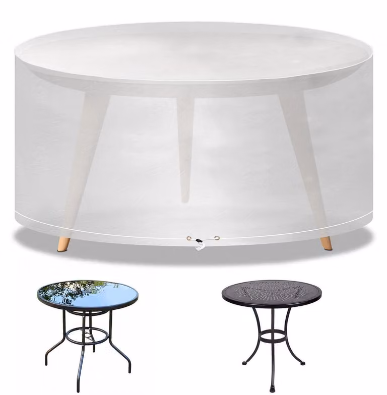 Copertura per tavolo da giardino, rotonda, diametro 102 x 71 cm, trasparente, impermeabile, resistente ai raggi UV, antivento, in polietilene