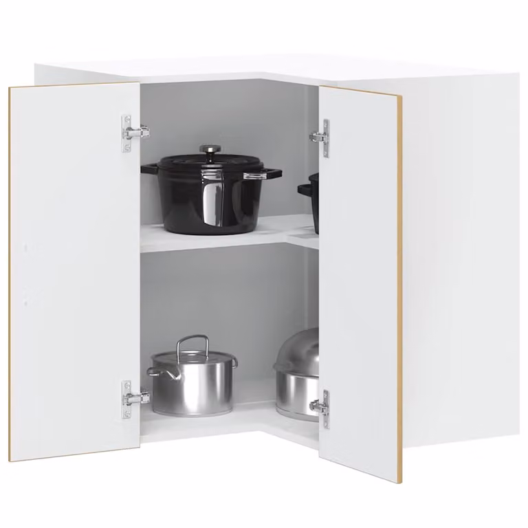 Pensile da cucina ad angolo moderno vidaXL in MDF bianco e marrone con ante a battente