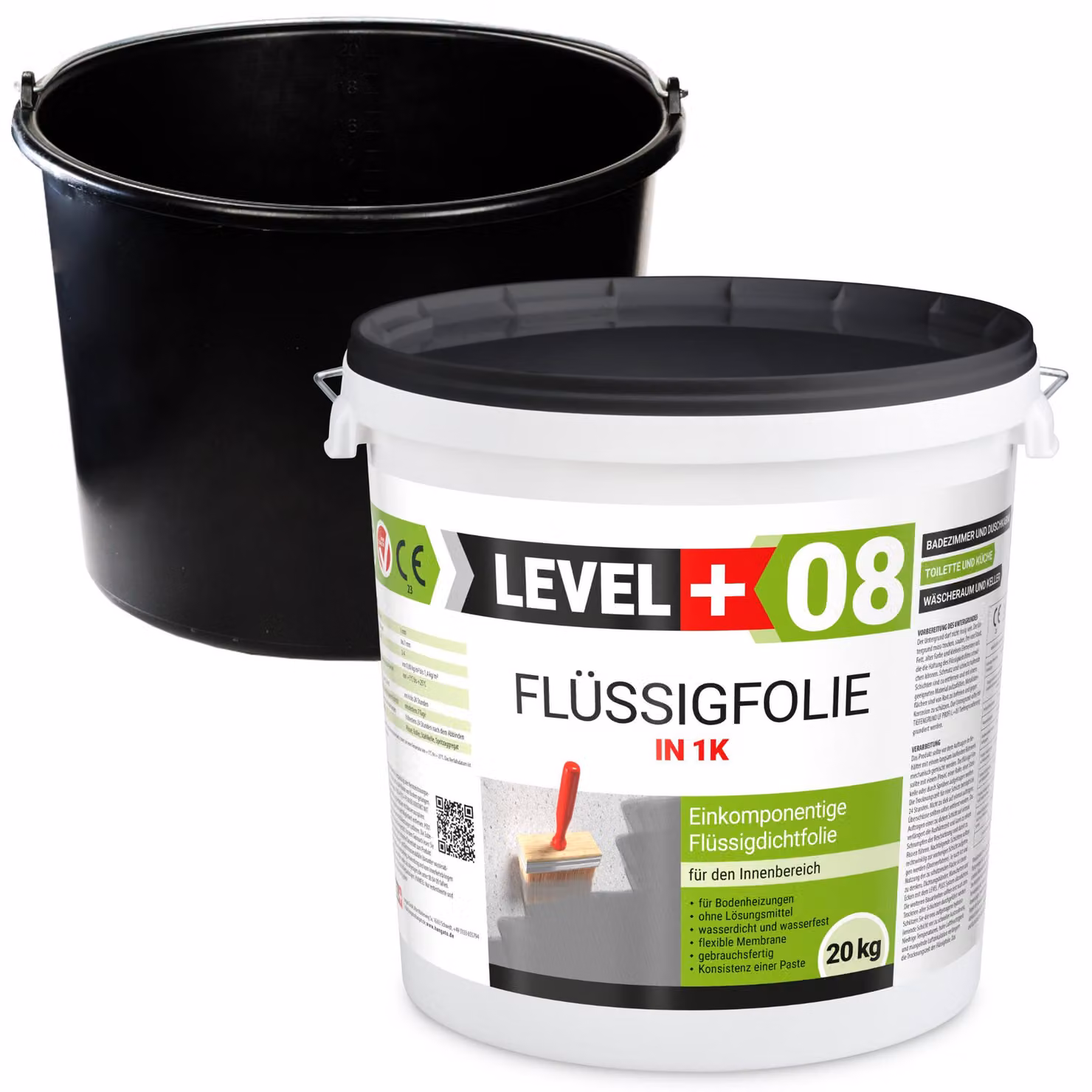 Set di impermeabilizzazione con pellicola liquida da 20 kg + secchio da 20 L per malta in omaggio - Set di impermeabilizzazione in PVC SET403