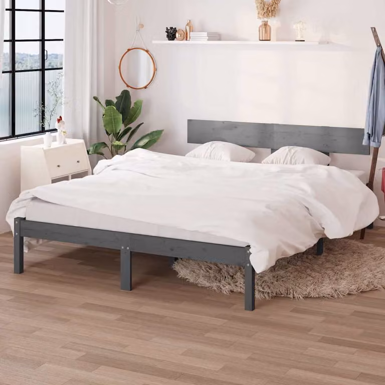 vidaXL Giroletto in legno massello di pino Grigio 200 x 200 cm