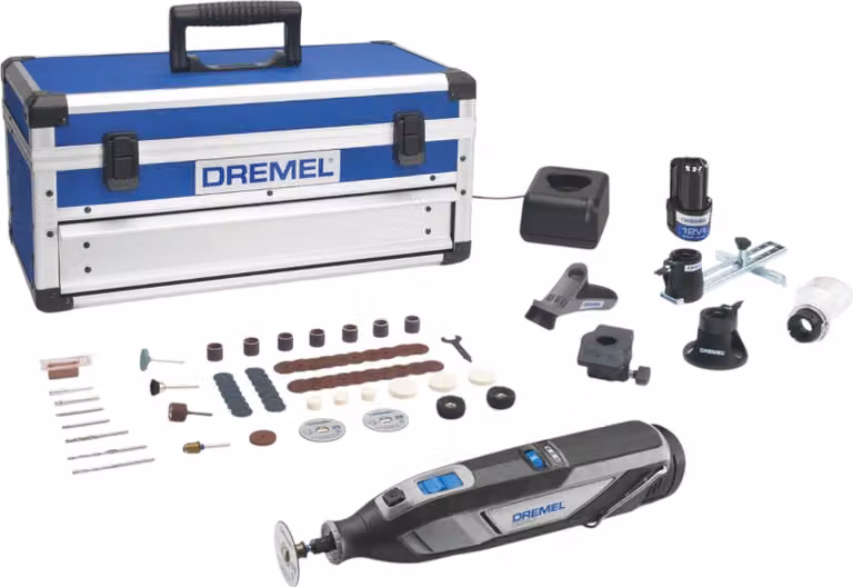 Dremel 8240-5/65 Utensile multifunzione a batteria 12 V ( F0138240JK ) + 1x batteria 2,0 Ah + caricabatteria + set di accessori da 65 pezzi