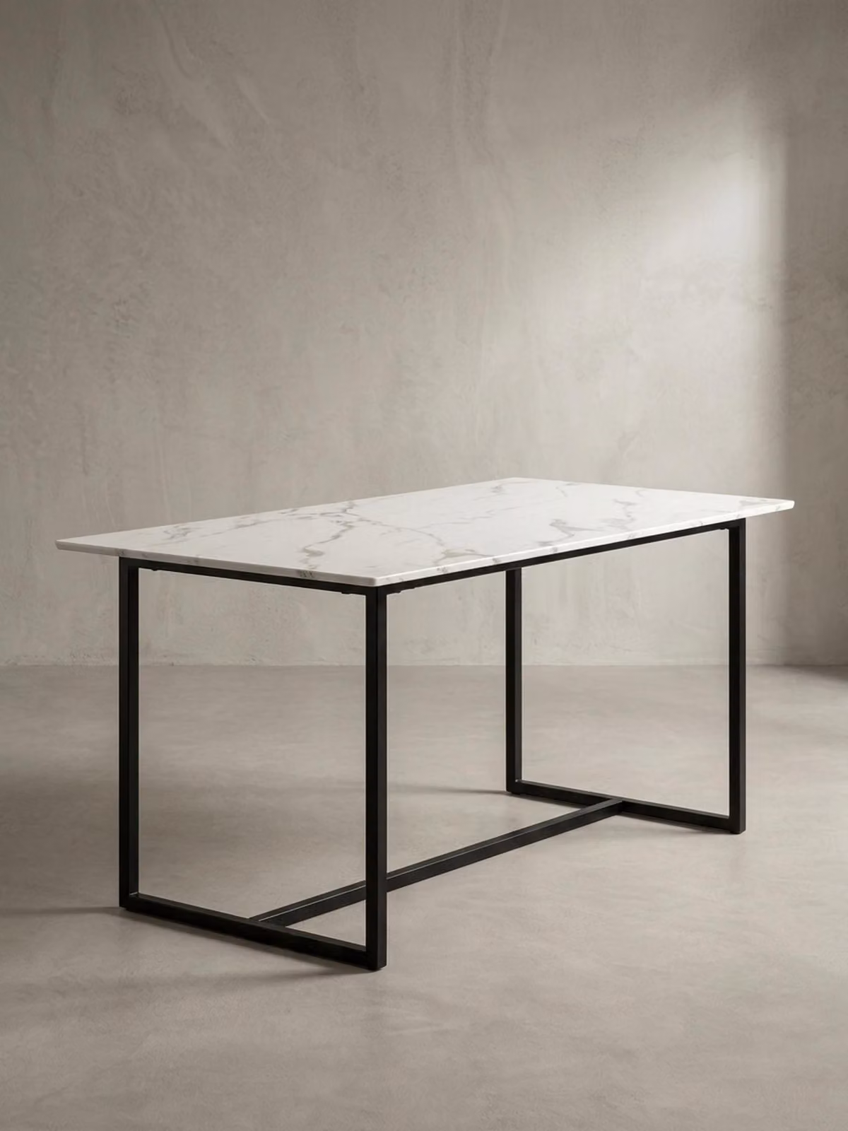 Tavolo da pranzo 180x90x76 cm, tavolo da cucina bianco effetto marmo, moderno, tavolo da pranzo grande, tavolo da pranzo rettangolare, tavolo da pranzo con gambe in metallo