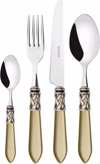 ALADDIN Ghiera Argento Anticato, Posate Set 24pz, Scatola Colore: Verde Certosa, Ghiera: Argento