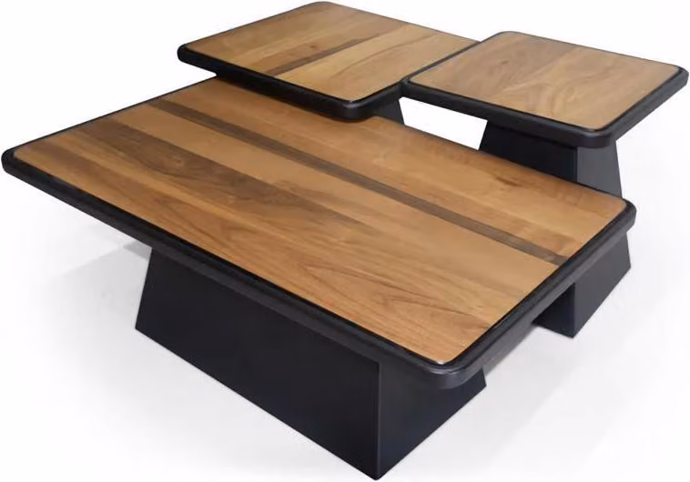 Modernes Couchtisch-Set Wohnzimmer Luxus Möbel 3x Holz Beistelltische Tisch