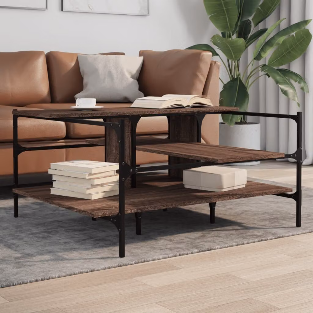 Maison Exclusive - Tavolino da caffè marrone, effetto legno di quercia, 100x100x48,5 cm, materiale composito in legno