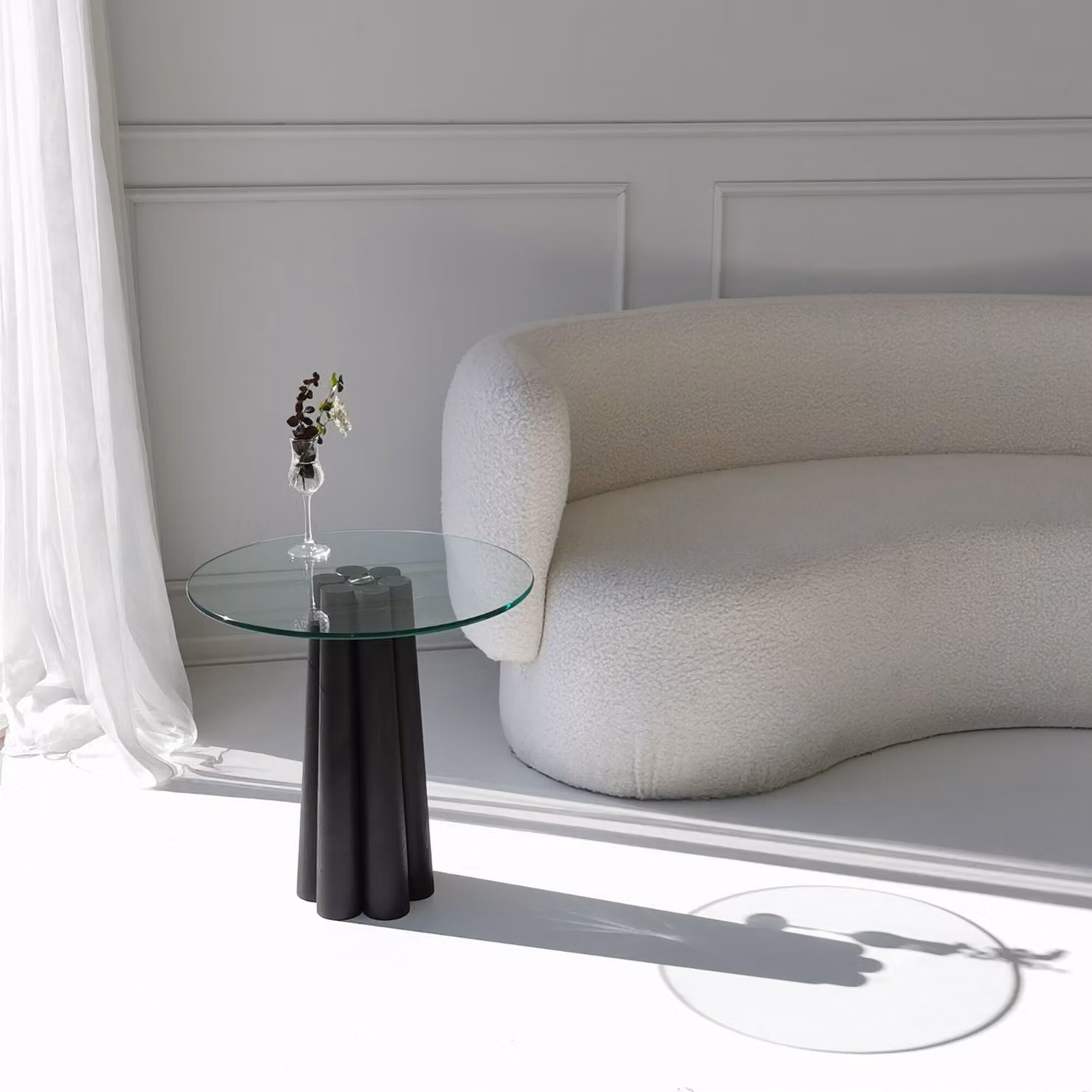 Skye Decor, Thales - Nero, trasparente, tavolino, 100% vetro temperato, trasparente, 50 x 50 x 50 cm