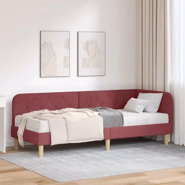 Cornice del letto ad angolo Rosso Vino 80 x 200 cm Tessuto 3394104