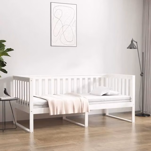 Dormeuse bianca in legno massello di pino VIDAXL senza materasso L/P/H: 190 x 90 x 35 cm