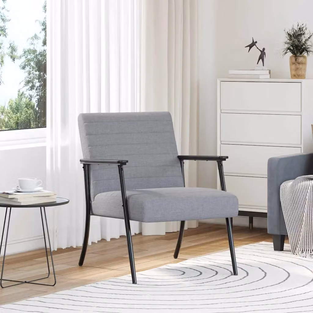 Poltrona moderna vidaXL in tessuto grigio con braccioli L/P/H: 59 x 75 x 78 cm