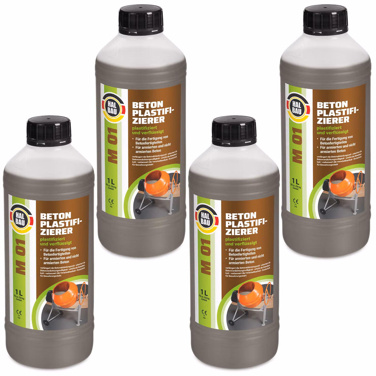 Plastificante per calcestruzzo 4 L Additivo per calcestruzzo Protezione anticorrosione per l'acciaio d'armatura HALBAU M01