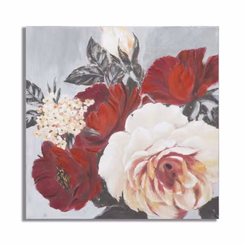 Quadri Moderni DIPINTO SU TELA RED FLOWER SQUARE CM 90X3,7X90 Mauro Ferretti