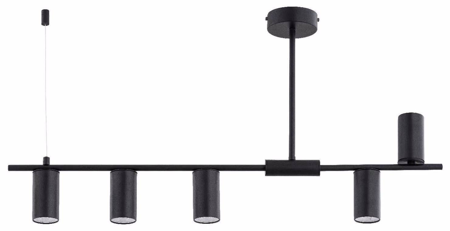 Lampada a sospensione URANOS nera 5xGU10x10W in metallo, dimensioni: 43x85x10 cm, IP20, Alfa