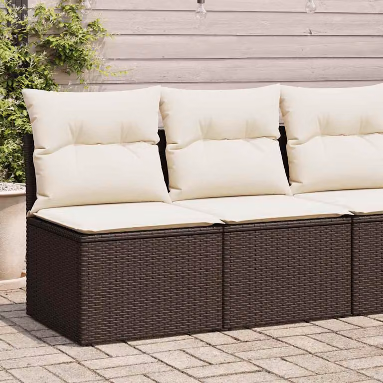 Maison Exclusive - Set Divano Giardino 4 pz con Cuscini Marrone Polyrattan Acacia