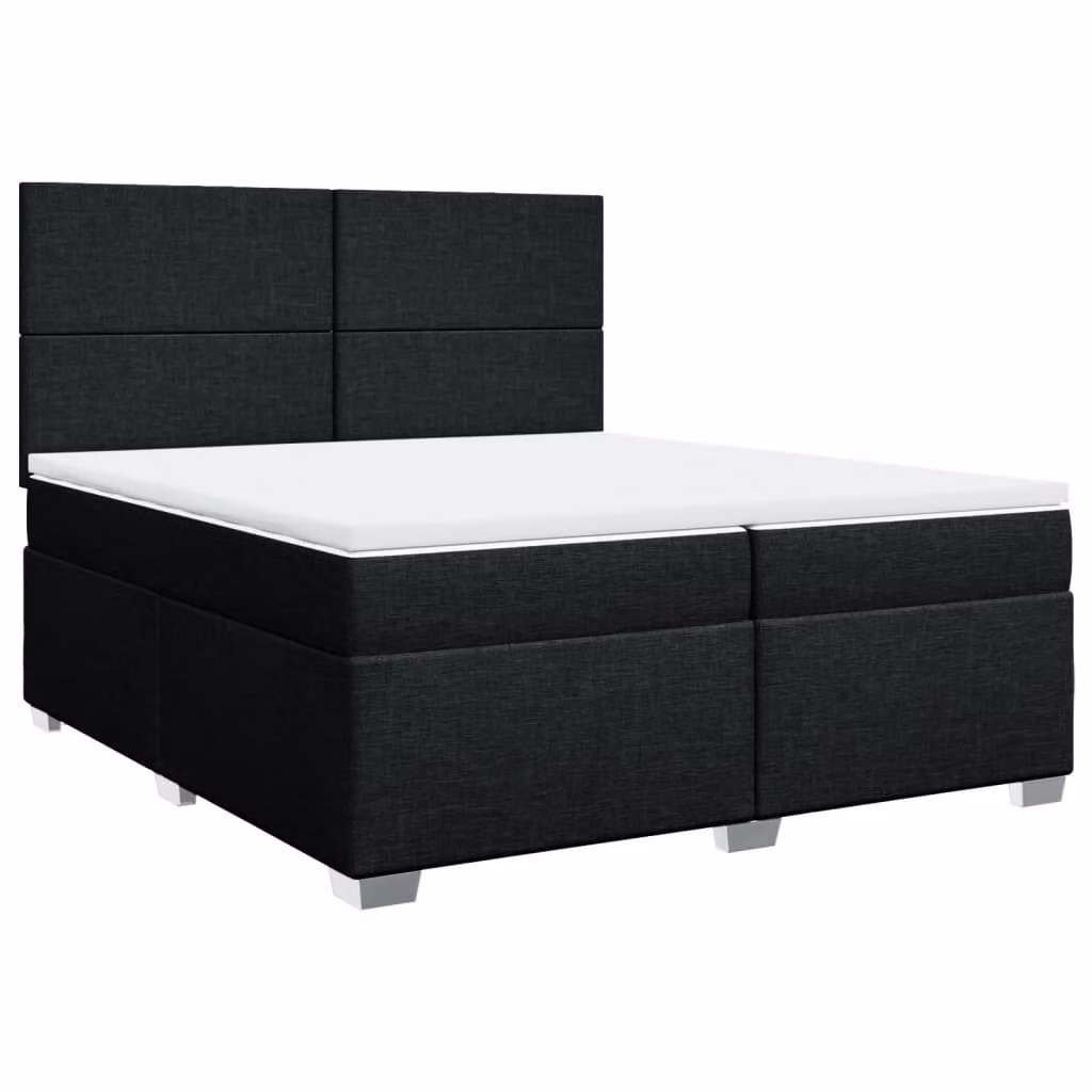 Giroletto a Molle con Materasso Nero 200x200 cm in Tessuto