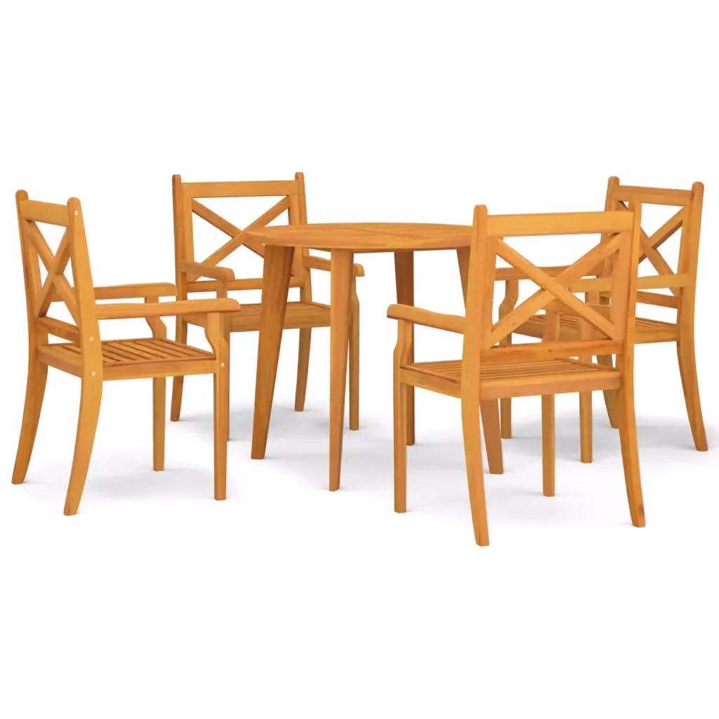 Set da pranzo da giardino vidaXL in legno di acacia massello marrone, 5 pezzi – 2