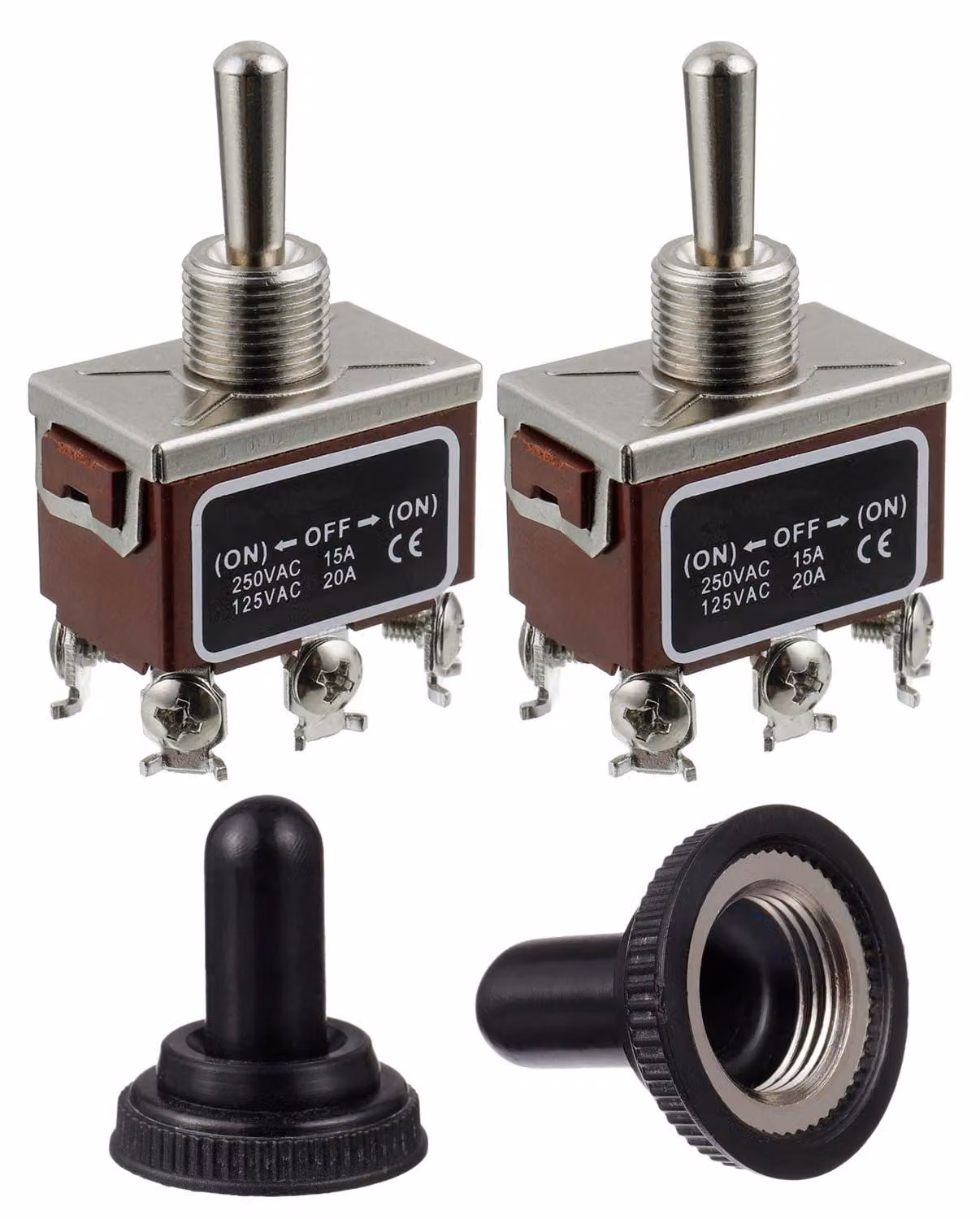 Interruttore a levetta DPDT, 125V/20A, 250V/15A, posizione ON-OFF-ON, 6 pin, confezione da 2 pezzi.