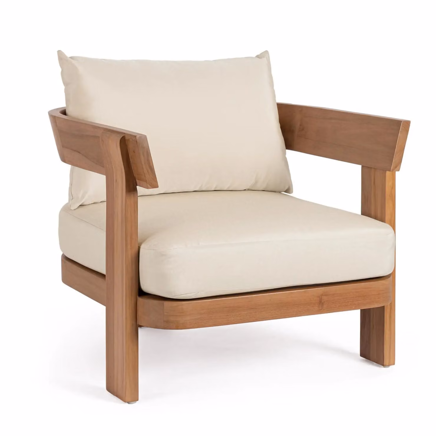 Poltrona in teak NOJA e tessuto beige
