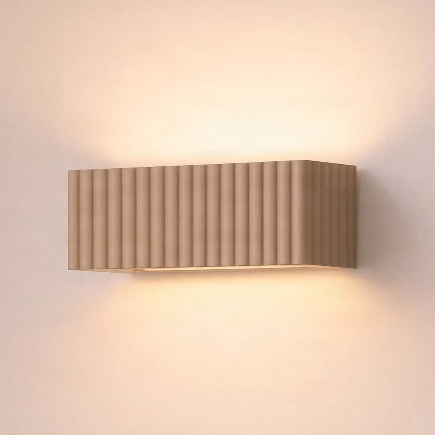 Applique da parete Rigata SOLLUX LIGHTING, dimmerabile, Marrone / Ruggine, Corridoio, Ceramica, Moderno, Applique