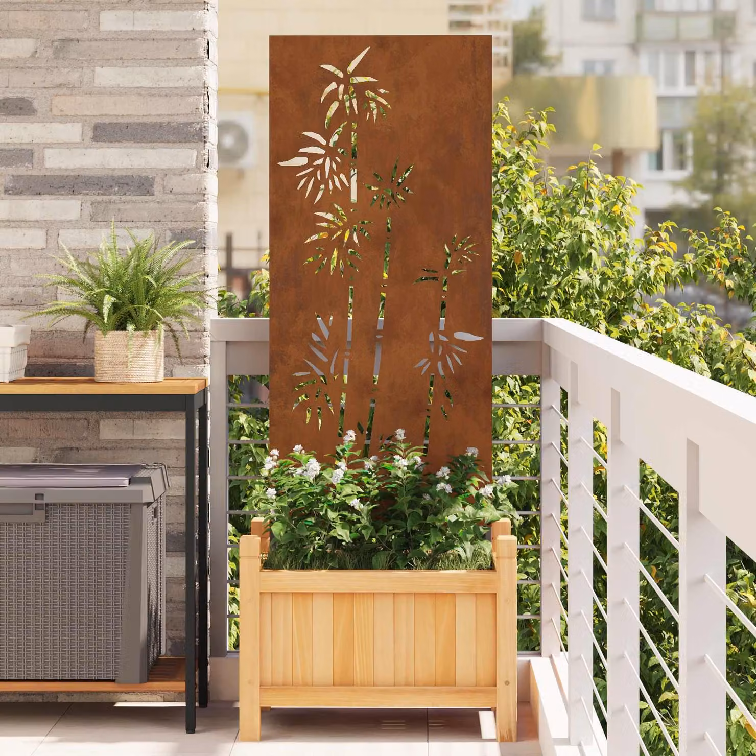 Paravent per privacy in giardino vidaXL in acciaio, colore marrone, L: 50 cm, H: 140 cm