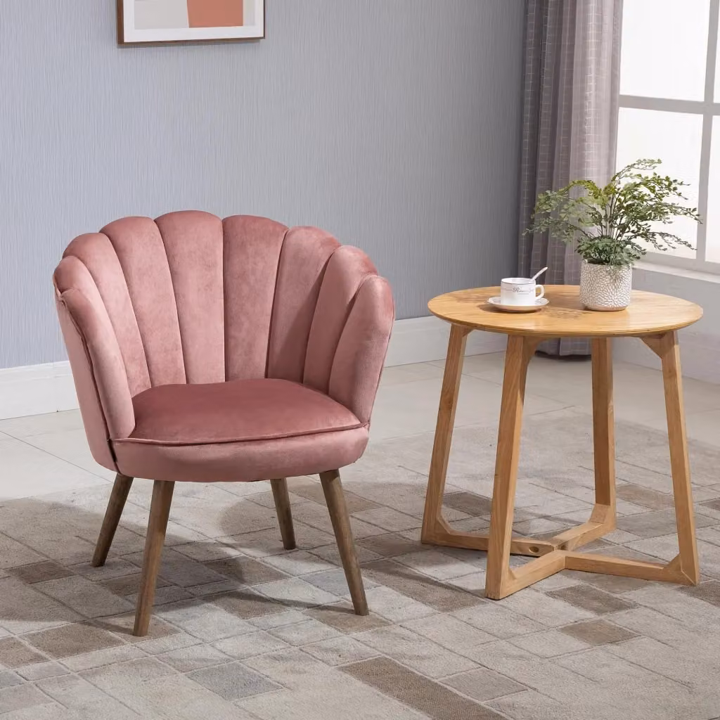 Poltrona Imbottita in Velluto Rosa GIORDANOSHOP L: 66 cm, P: 72 cm, H: 79 cm – 2