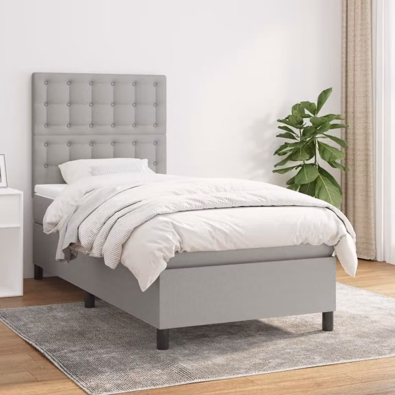 Maison Exclusive - Giroletto a Molle con Materasso Grigio Chiaro 90x200 cm Tessuto