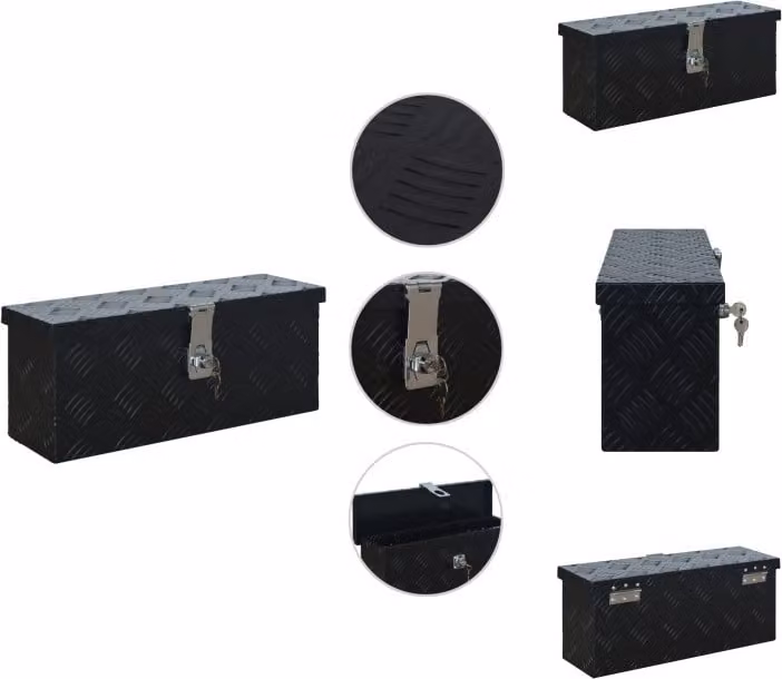 vidaXL Cassetta in alluminio 485 x 140 x 200 mm nero - Cassette per attrezzi