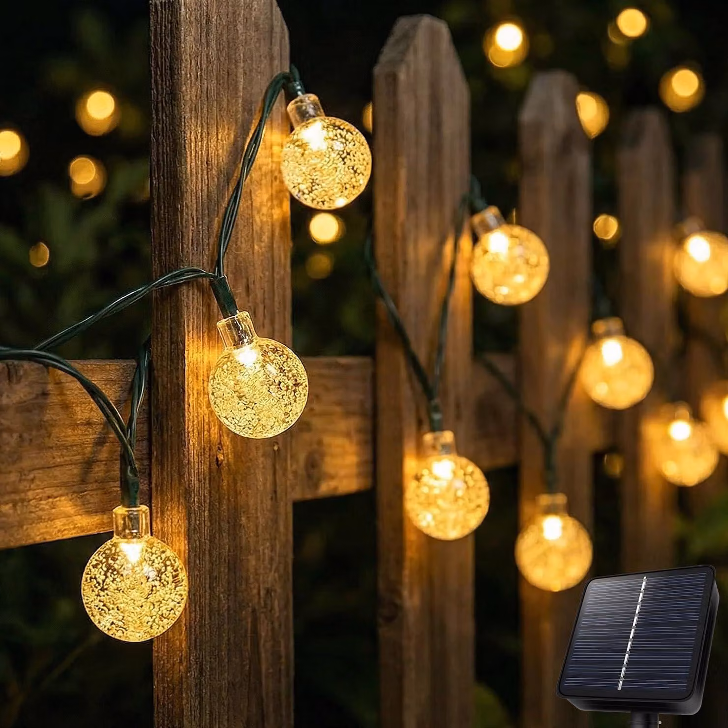 Catena luminosa solare con 40 LED, luce bianca calda, grado di protezione IP65, timer, 8 modalità, lunghezza 6 metri