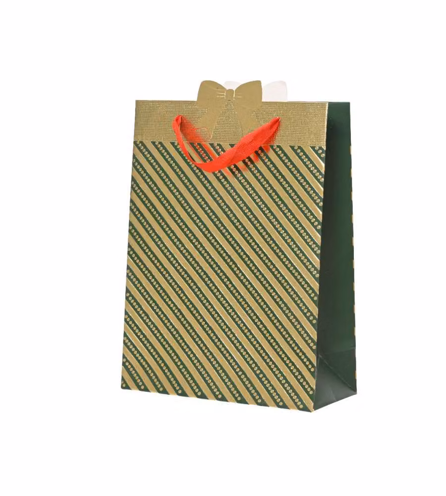 Decoris Busta Regalo - Verde e Oro - 10x26x32cm