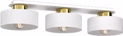 Plafoniera a barra Marti Luminex in metallo bianco e oro con 3 lampadine E27 sostituibili