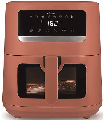 Friggitrice ad aria Tognana Iridea da 8 L, 2000W, con display digitale e programmi preimpostati, Rosso