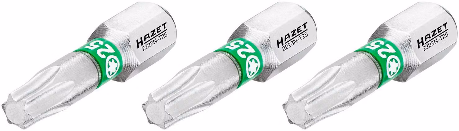Hazet Punta da 1/4" (6,3 mm) esagonale piena, profilo interno TX, 3 pezzi, SW T25