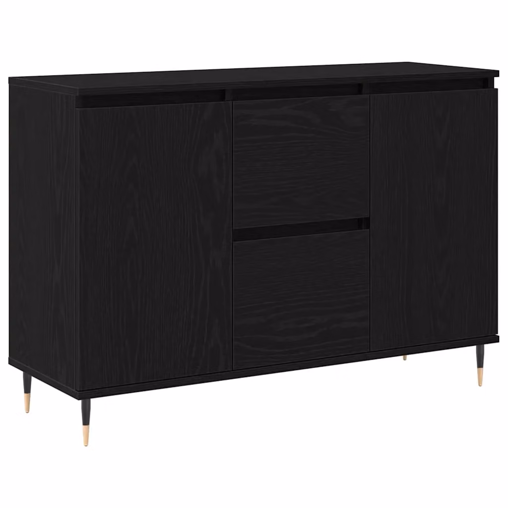 Credenza Buffet Moderna vidaXL in Legno Rovere e Nero, L: 101,5 cm, P: 35 cm, H: 70 cm – 2