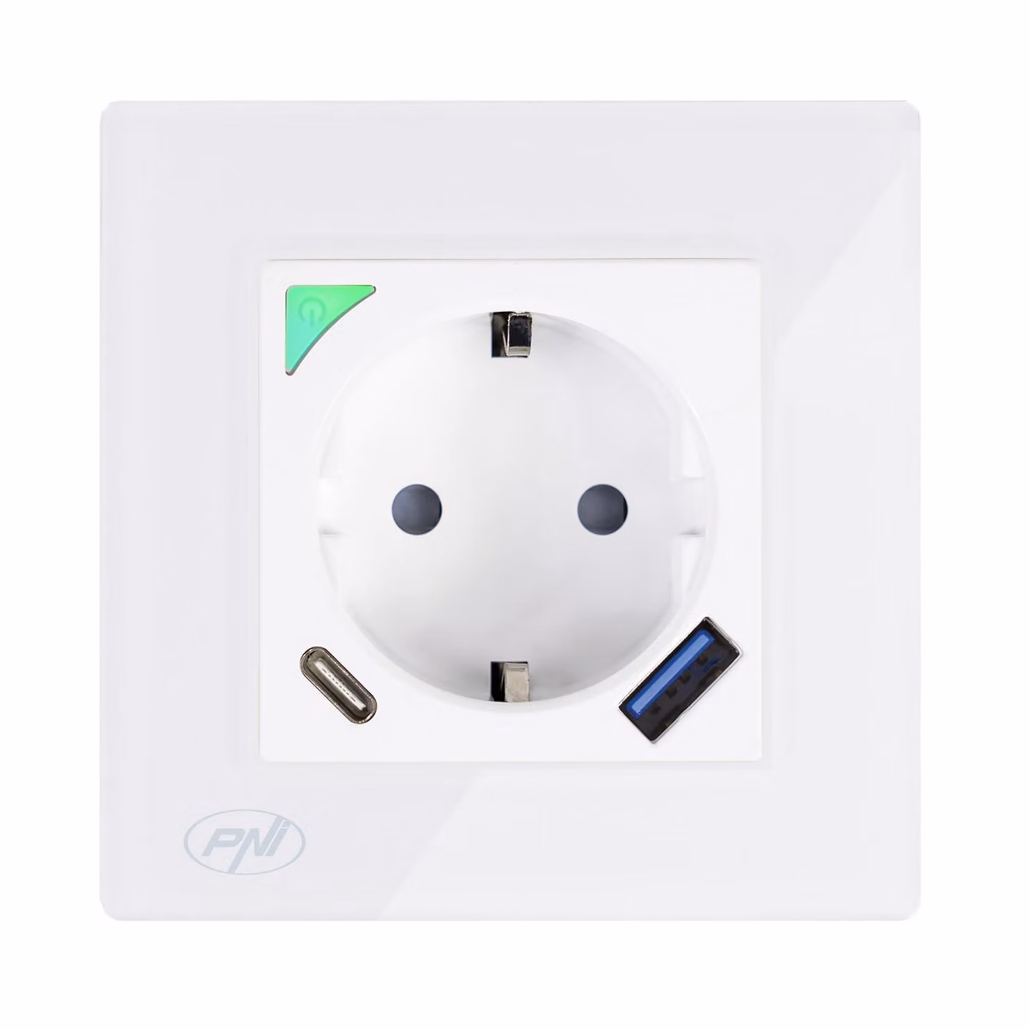 PNI SmartHome WP202, presa smart Wi-Fi, montaggio a incasso, controllo tramite internet, app Tuya Smart dedicata, compatibile con Amazon Alexa e Google Home
