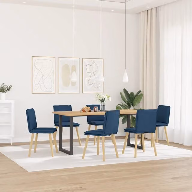 Sedie da Pranzo 6 pz Blu in Tessuto 3315633