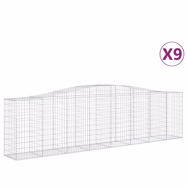 Cesti Gabbioni ad Arco 9 pz 400x50x100/120 cm Ferro Zincato