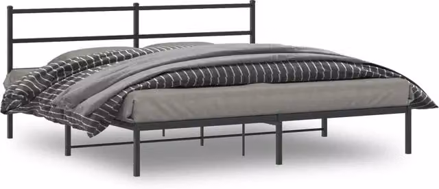Giroletto con Testiera in Metallo Nero 180x200 cm 355369