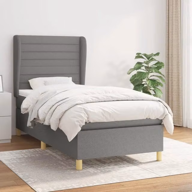 Letto Ibrido vidaXL con Materasso a Molle Grigio e Bianco L/P/H: 100 x 200 x 40 cm