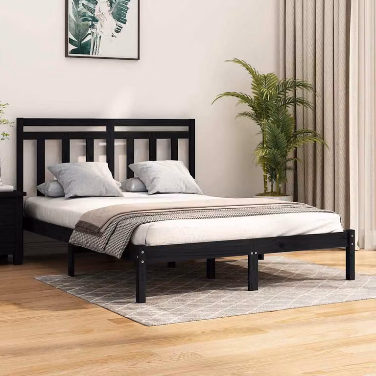 vidaXL Giroletto in Legno Massello di Pino Nero 140 x 190 cm