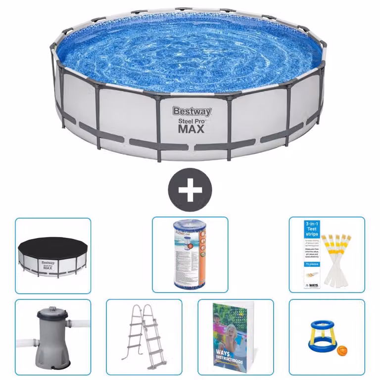 Bestway Steel Pro MAX, piscina in acciaio, forma rotonda - 457x122 cm - composta da 6 parti, modello S541