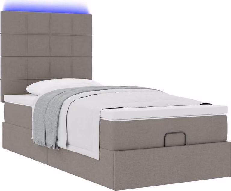 Struttura Letto Pouf con Materasso Tortora 100x200cm in Tessuto