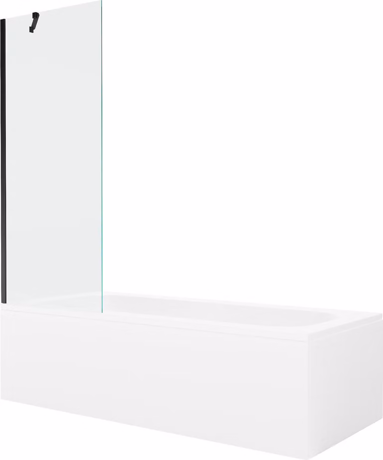 Mexen Vega vasca rettangolare 170 x 70 cm con rivestimento e schermo ad 1 anta 70 cm, trasparente, nero - 550117070X9507000070